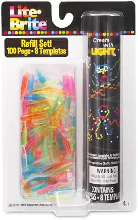 Lite-Brite Peg and Template Refill Pack, Light Up Drawing Board Accessories, LED Pegs with Colors, Toys for Creative Play, Light Toys for Kids Aged 4 +