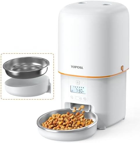 Automatic Cat Feeder - 4L Timed Auto Pet Feeder for Cat and Dog with Dry Food Dispenser, 180-day Battery Life, 1-6 Meals Per Day, 1-16 Portion, Desiccant Bag Keeps Food Fresh, Voice Recorder