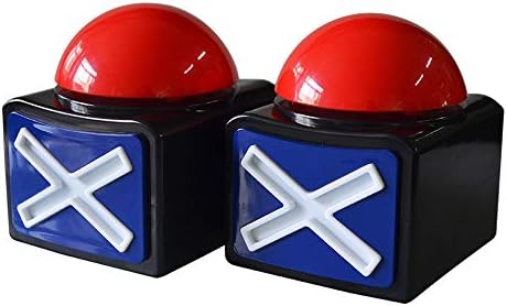 2Pcs Game Buzzer, Answer Buzzers for Game Show with Light & Alarm Sound Game Show Button Box Party Contest Prop Toy, Trivia Quiz Got Talent Buzzer for Family Feud Game