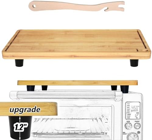 Bamboo Wood Cutting Boards for Mini Smart Toaster Oven Air, Compatible with Breville 860 BSS/845BSS Countertop Oven, 1.2inch Heat Resistant Silicone Feet, Creates Storage Space