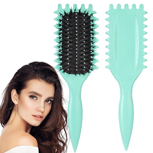 Curl Defining Brush, Curl Hair Brush, Curl Define Styling Brush, For Combing and Shaping Curls in All Hairstyles to Reduce Pulling (Green)