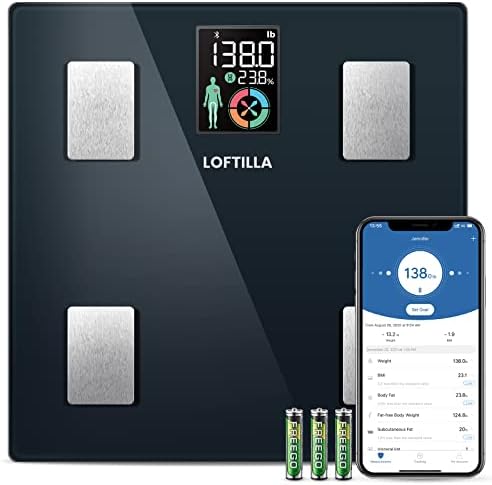 LOFTILLA Smart Scale for Body Weight, Digital Bathroom Body Fat Scale with Color LCD Screen and Upgraded Accuracy, 400lbs, Dark Blue