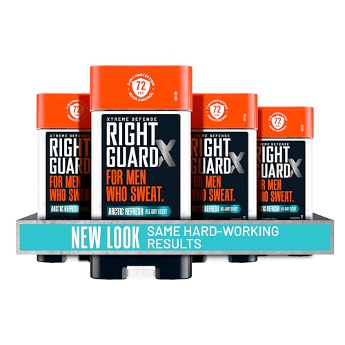 Right Guard Xtreme Defense Antiperspirant & Deodorant Gel | 5-in-1 Protection For Men | Blocks Sweat 2X Longer | 72-Hour Odor Control | Arctic Refresh Scent, 4 oz. (4 count)