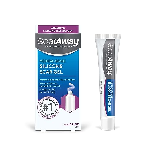 ScarAway Silicone Scar Gel, Helps Improve Size, Color & Texture of Hypertrophic & Keloid Scars from Injury, Burns & Surgery, Water Resistant, 20g (0.71 Oz)