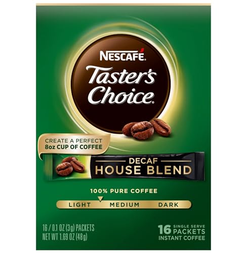 Nescafe Taster's Choice Decaf Instant Coffee, House Blend, 16 Count