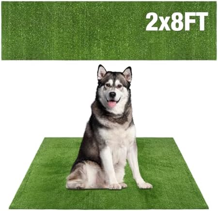 GLOBREEN Large Dog Grass Pee Pad, 2FTx8FT Artificial Grass Puppy Potty Training, Indoor Outdoor Pets Turf Balcony Patio Yard