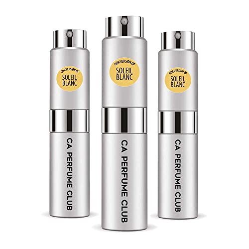 CA Perfume Impression of T. Ford Soleil Blanc For Women & Men Replica Version Fragrance Dupes Concentrated Long Lasting Eau de Parfum Spray Refillable Atomizer Bottle 0.27 Fl Oz-X3