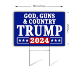 SignPro Trump Yard Sign | Trump for President 2024 Lawn Sign | God, Guns, & Country Trump Sign | 18" x 12" Corrugated Plastic Outdoor Weatherproof Yard Signs With H Stake | Double Sided