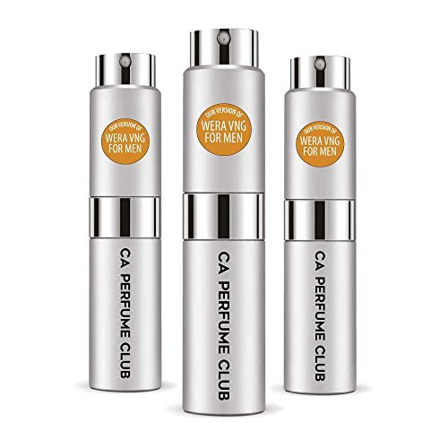 CA Perfume Impression of Vera W. Wera Vng For Men Replica Version Fragrance Dupes Concentrated Long Lasting Eau de Parfum Spray Refillable Atomizer Bottle 0.27 Fl Oz-X3
