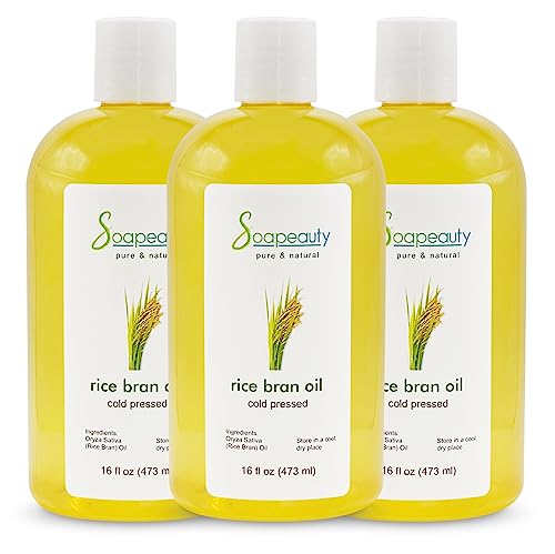 RICE BRAN OIL Cold Pressed Unrefined | 100% Natural Available in Bulk | Carrier for Essential Oils, Face, Skin, Hair Moisturizer, Soap Making | (48 OZ)