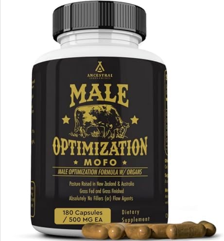 Ancestral Supplements Mofo, Supplements for Men, Support for Test and Energy Levels and Overall Men's Health and Wellness, Non-GMO Grass Fed Beef Organ Supplement with Liver, No Fillers, 180 Capsules