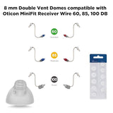 Oticon MiniFit Double Vent Bass Domes: 10-pack (Medium 8mm) by Oticon
