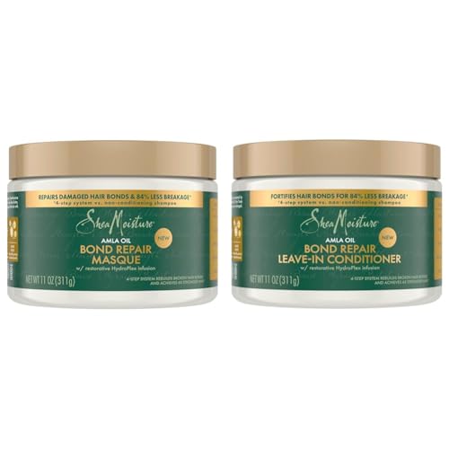 SheaMoisture Bond Repair Masque and Leave-In Conditioner Bundle with Amla Oil, 11 oz Each to Strengthen, Repair and Hydrate Curly Hair
