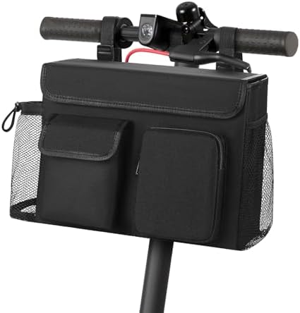 Electric Scooter Bag Wheelchair Bag, Scooter Storage Bag with 15-Inch Laptop Pocket and Cup Holders, Durable Basket for Scooter, Wheelchair and Bike, Mobility Scooter Accessories for Adults (Black)