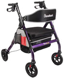BlessReach Heavy Duty Rollator Walker - Aluminum Rolling Walker for Seniors and Adults with Large Seat, Support Up 450 lbs (Purple)