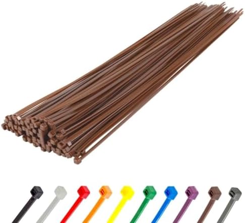 GTSE 14 Inch Brown Zip Ties, 100 Pack, 50lb Strength, UV Resistant Long Nylon Cable Ties, Self-Locking 14" Tie Wraps