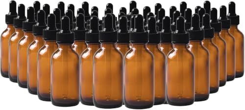24 Pack 1oz Amber Glass Dropper Bottles, Eye Dropper Bottles with Glass Droppers for Essential Oils, Perfumes(1oz-24Pack, Amber)