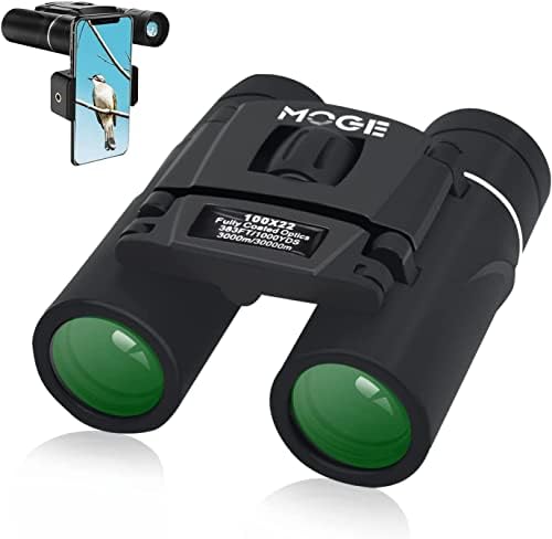 Necesa 100x22 Binoculars, Folding Zoom HD Small Compact for Adults and Kids with BaK4 prisms Large View High Powered Waterproof Binocular Bird Watching, Travel, Concerts, Hiking, Black, Green