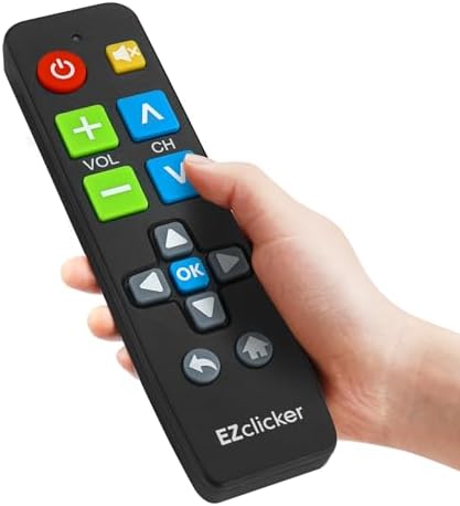 Big Button Universal TV Remote (Black) Simple Easy to Use, Great for Seniors, Works with Major TV Brands (2xAAA Batteries Not Included)
