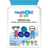 Health4All Kids Methyl B's 90 Tablets for Children for Stress & Mood Support. Sublingual Vegan pre-methylated B12 Methylcobalamin, 5-Methylfolate and Vitamin B6 P-5-P