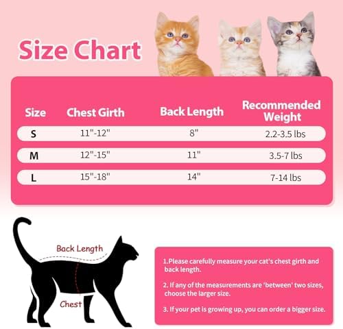 2 PCS Cat Recovery Suit for Spay Abdominal Wounds Cat Onesie for Cats After Surgery Recovery Suit Female Breathable E-Collar Alternative Kitten Onesie Anti Licking (Medium)