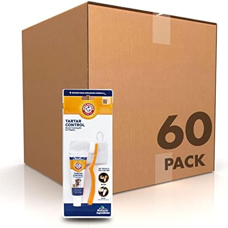 Arm & Hammer for Pets Tartar Control Dental Training Kit for Puppies - Dog Toothbrush, Toothpaste, & Fingerbrush, Total Kit for Ideal Puppy Dental Health - Vanilla Ginger Flavor, 0.84 Oz-60 Pack