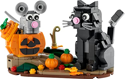 Lego Halloween Cat & Mouse 40570 Building Kit, Whimsical Halloween Décor with Adorable Cat, Mouse, and Pumpkin Toys, Halloween Toy