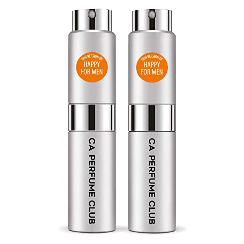 CA Perfume Impression of Clinic Happy For Men For Men Replica Version Fragrance Dupes Concentrated Long Lasting Eau de Parfum Spray Refillable Atomizer Bottle 0.27 Fl Oz-X2