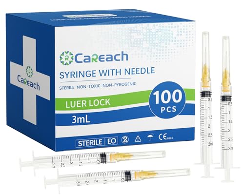 100PCS 3mL Syringe 25G 5/8in Scientific Labs, Industrial Dispensing, Measurement, Individually Wrapped