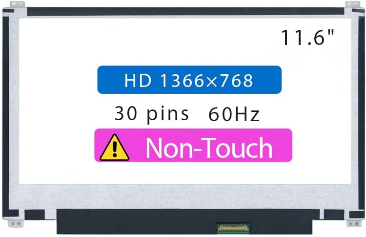 11.6" Screen Replacement for ASUS Chromebook CR1100 Series HD 1366x768 30 Pins LCD Non-Touch Display Panel (Top and Bottom Brackets)