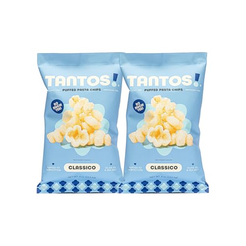 Tantos! Puffed Pasta Chips – Bold & Delicious Italian Snack – High-Protein, Gluten-Free Alternative to Potato Chips, Corn Chips – Classico 4 oz (2 Pack)