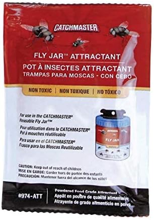 Catchmaster Reusable Fly Trap Outdoor Jar Refill 3-Pack Bait, Bug Catcher and Flying Insect Trap Natural Attractant Refill for Pest Control, Pet Safe, Bulk Fly Traps Bait