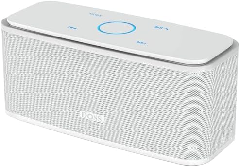 DOSS SoundBox Touch Wireless Bluetooth Speaker with 12W HD Sound and Bass, IPX5 Water-Resistant, 20H Playtime, Handsfree, Portable for Office, Home, Outdoor, Travel-White