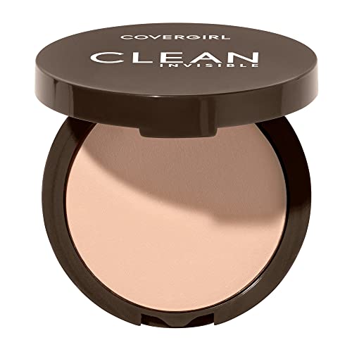 Covergirl Clean Invisible Pressed Powder, Lightweight, Breathable, Vegan Formula, Creamy Natural 120, 0.38oz