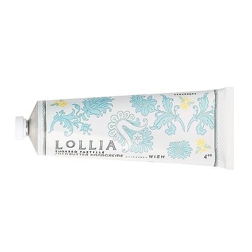 LOLLIA Handcreme, 4 oz Wish Scented Hand Cream for Women, Moisturizing Hand Lotion for Dry Hands, Shea Butter & Cocoa Butter, Quick Absorbing Lotion
