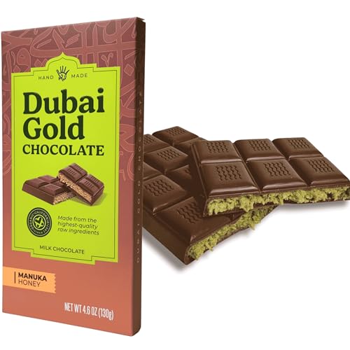 DUBAI GOLD Next Level MILK | Luxury Kunafa Pistachio Chocolate Bar 4.6oz | Gourmet Kataifi Dessert with Belgian Milk Chocolate, Organic Pistachios & Manuka Honey | Freshly Made in California
