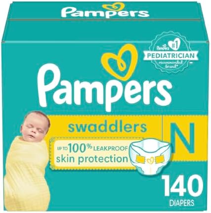 Pampers Swaddlers Newborn Diapers - Size 0, 140 Count, Ultra Soft Disposable Baby Diapers