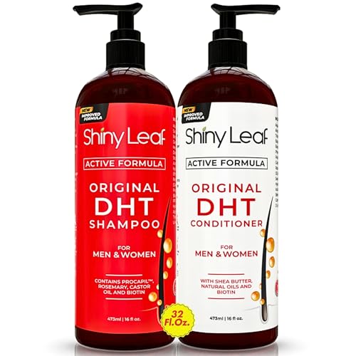 DHT Blocker Shampoo and Conditioner for Hair Loss With Biotin For Men, Women, Anti-Hair Loss Treatment, Rosemary Leaf Oil and Asparagus Extracts, for Thinning Hair (Shampoo and Conditioner) (1 Set)