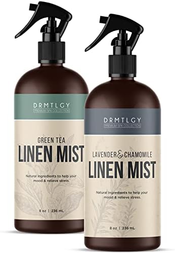DRMTLGY Natural Linen and Room Spray Set - Pillow Spray, Linen Mist, & Fabric Spray 2 Pack - Lavender Chamomile & Green Tea