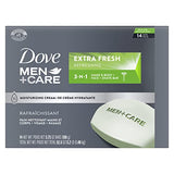 DOVE MEN + CARE Bar 3 in 1 Cleanser for Body, Face, and Shaving to Clean and Hydrate Skin Extra Fresh Body and Facial Cleanser More Moisturizing Than Bar Soap 3.75 oz, 14 Count (Pack of 1)