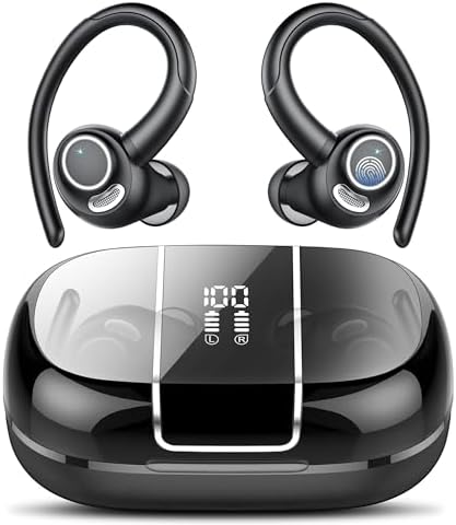 Headphones Wireless Earbuds Sport, Bluetooth 5.3 Over Ear Buds Stereo Deep Bass Headset with Earhooks, 48H Wireless Earphones with HD Mic, IP7 Waterproof Earbud for Sports/Running/Workout