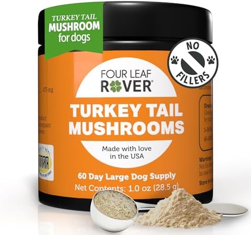 Turkey Tail Mushroom for Dogs - Whole, Organic Mushrooms - Tested High in Critical Beta-Glucans - No Grains or Fillers - 60 Day Large Dog Supply