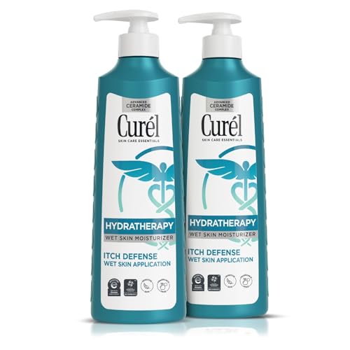 Curel Hydra Therapy In Shower Lotion, Itch Defense Body Moisturizer with Advanced Ceramide Complex, Vitamin E, & Oatmeal Extract, 12 Oz, Pack of 2
