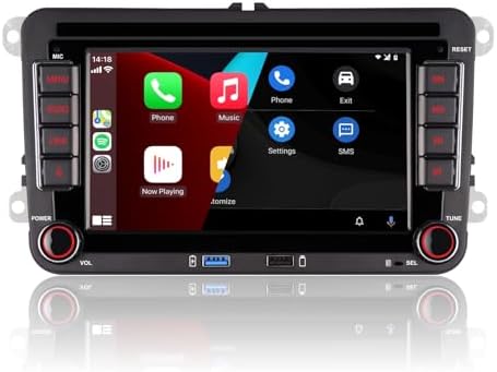 Double din Car Stereo Compatible with Wireless Carplay Android Auto with 7 inch Bluetooth/FM/AM Radio/USB/High Power Car Radio for VW Golf 5 6 Passat Jetta Caddy EOS T5 Tiguan Touran CC Polo