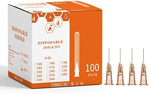Disposable Luer Lock Needle 100Pack (26G-0.5IN)