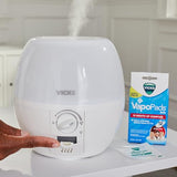 Vicks 3-in-1 SleepyTime Humidifier, No. 1 Brand Recommended by Pediatricians*. Cool Mist Humidifier with Night-Light, and Essential Oil Diffuser for Baby and Kids rooms. Visible Cool Mist, White.