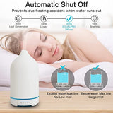 Essential Oil Diffuser Aromatherapy Diffuser - 100ml Ceramic Ultrasonic Cool Mist Aroma Diffuser, Whisper Quiet with Waterless Auto Shut-Off, 4 Timer Setting &7 Colors Night Light for Home Office