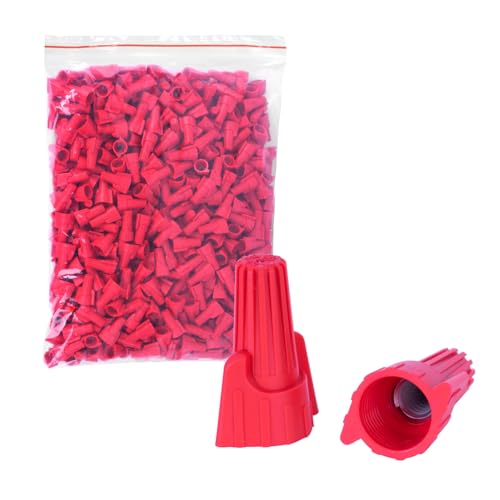 500 PCS Red Winged Wire Connectors, AWG 22-6, Easy Twist-on Screw on Ribbed Cap for Quick Connection, Insulated Insertion Electrical Wire Nuts with Spring, UL Listed, Red