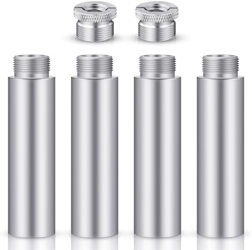 Weewooday Mic Stand Extension Tube 4 Pieces 5/8 Inch Microphone Extension Pipe Aluminium Alloy Stand Extenders Screw Boom Tubes Microphone Extension Rod with 2 Metal Adapters(Sliver)
