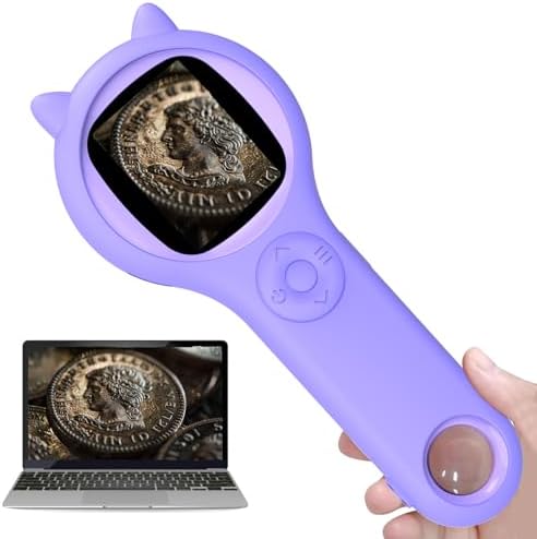 Digital Microscope for Adults Kids, SETFLAGS Coin Microscope for Error Coins with Light,Portable Magnifying Glass,Collector Pocket Jewelers Loupe Handheld Coin Magnifier with 2" Screen